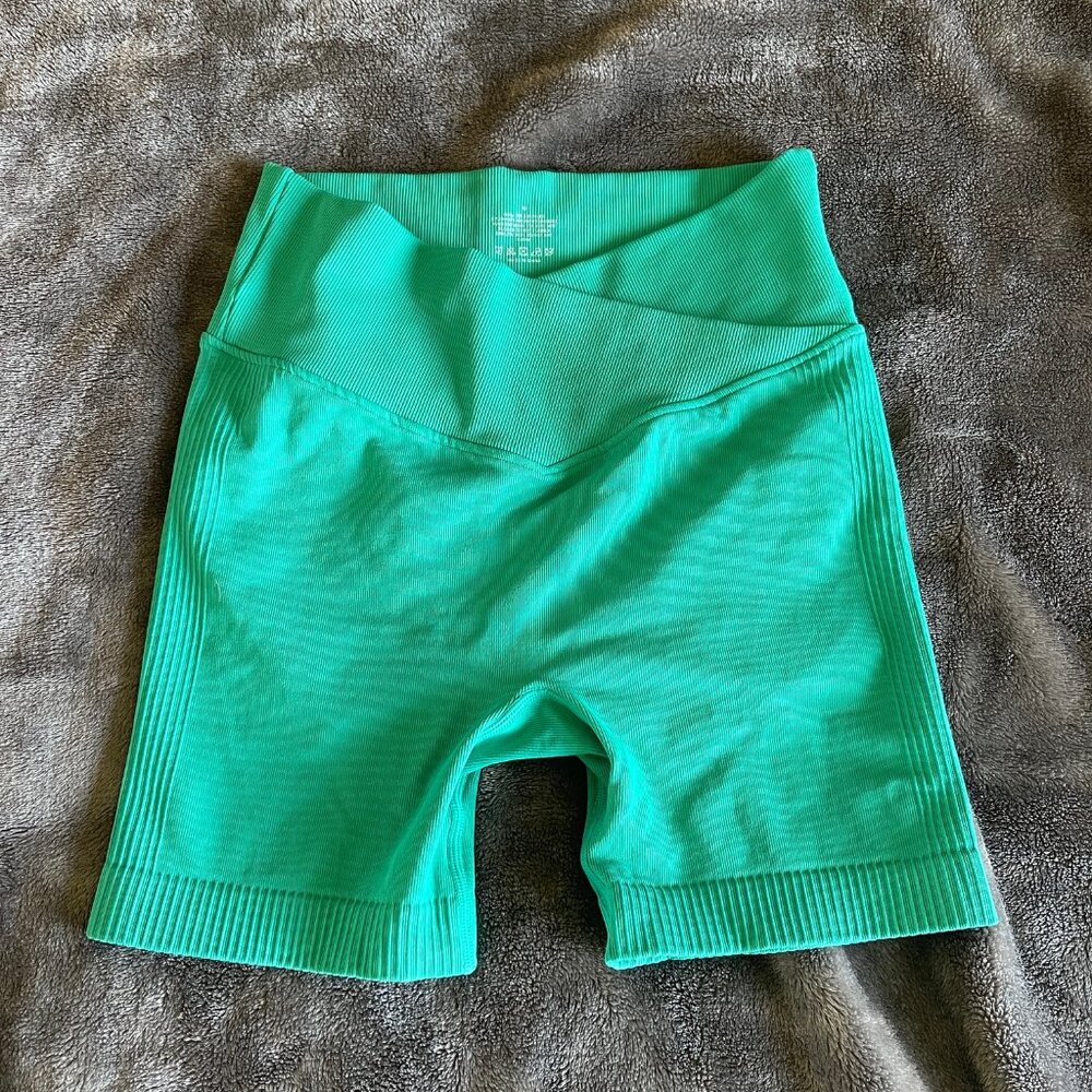 Like New Cosmolle Teal Bike Booty Shorts Size Medium